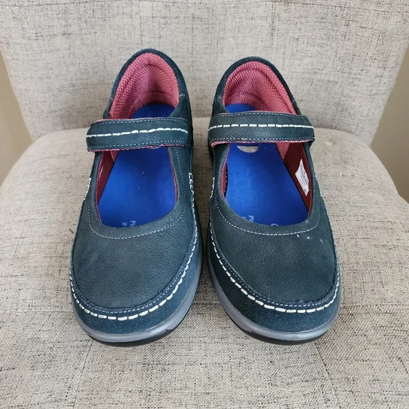 Orthfeet Blue Athens Mary Jane Leather Shoes Womes Size 9 Medium Velcro - Picture 11 of 15